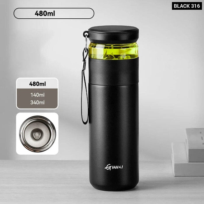 480ml Stainless Steel Coffee Cup with Lid and Ceramic Liner