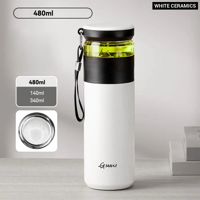 480ml Stainless Steel Coffee Cup with Lid and Ceramic Liner