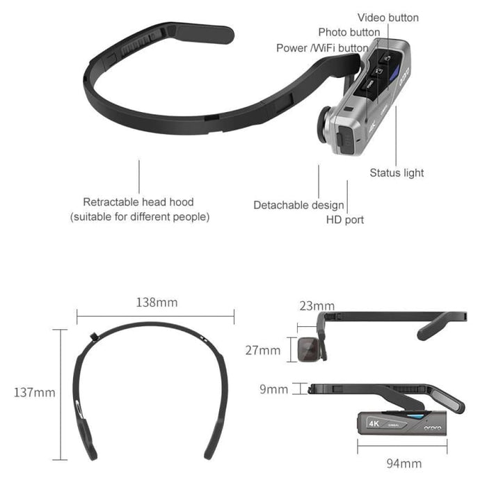 4k Head Mounted Auto Focus Live Video Smart Sports Camera