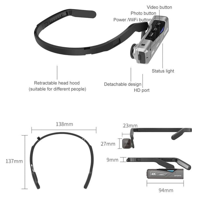 4k Head Mounted Auto Focus Live Video Smart Sports Camera