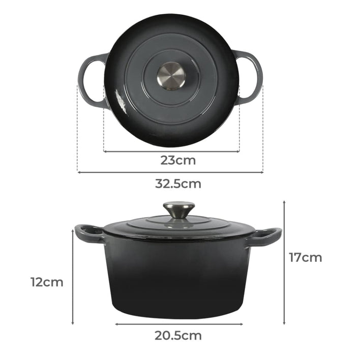 4l Enamel Dutch Oven Pot In Black Colour