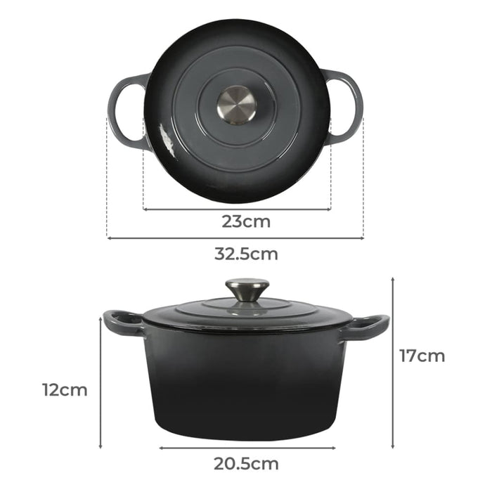 Goslash Picks 4l Enamel Dutch Oven Pot In Black Colour