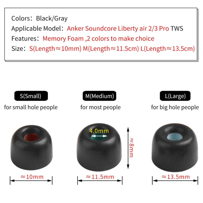 4pcs Anti-drop Noise Reduce Memory Foam Ear Tips for Anker