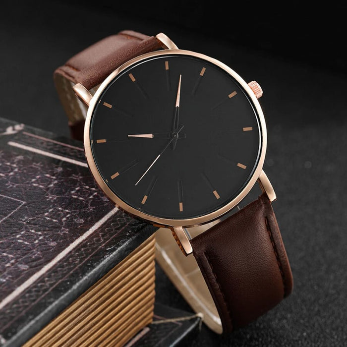 4pcs Men Black Quartz Watches with Bracelets Watch Sets