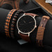 4pcs Men Black Quartz Watches with Bracelets Watch Sets
