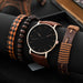4pcs Men Black Quartz Watches with Bracelets Watch Sets