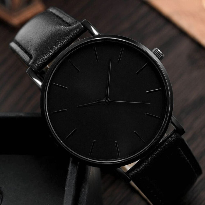 4pcs Men Black Quartz Watches with Bracelets Watch Sets