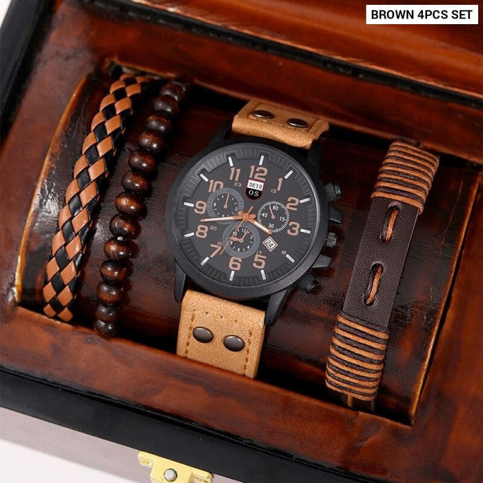 4pcs Set Fashion Mens Sports Bracelet Watches for Men