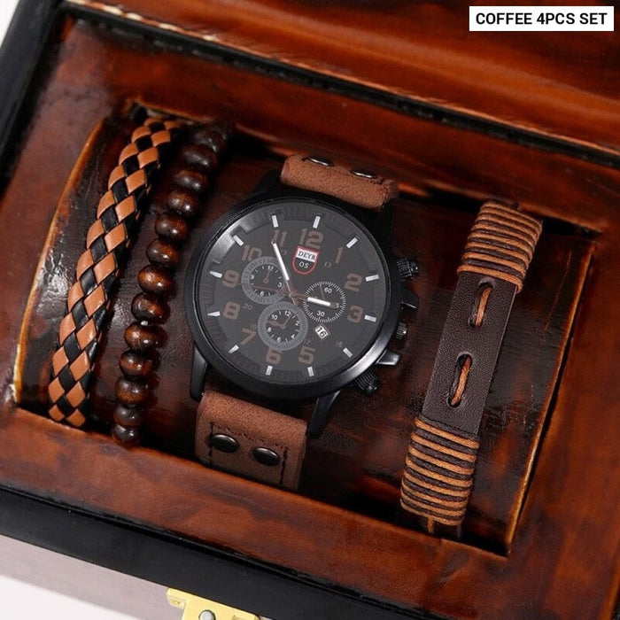 4pcs Set Fashion Mens Sports Bracelet Watches for Men