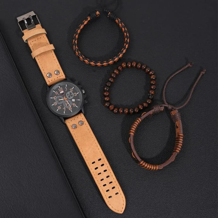4pcs Set Fashion Mens Sports Bracelet Watches for Men
