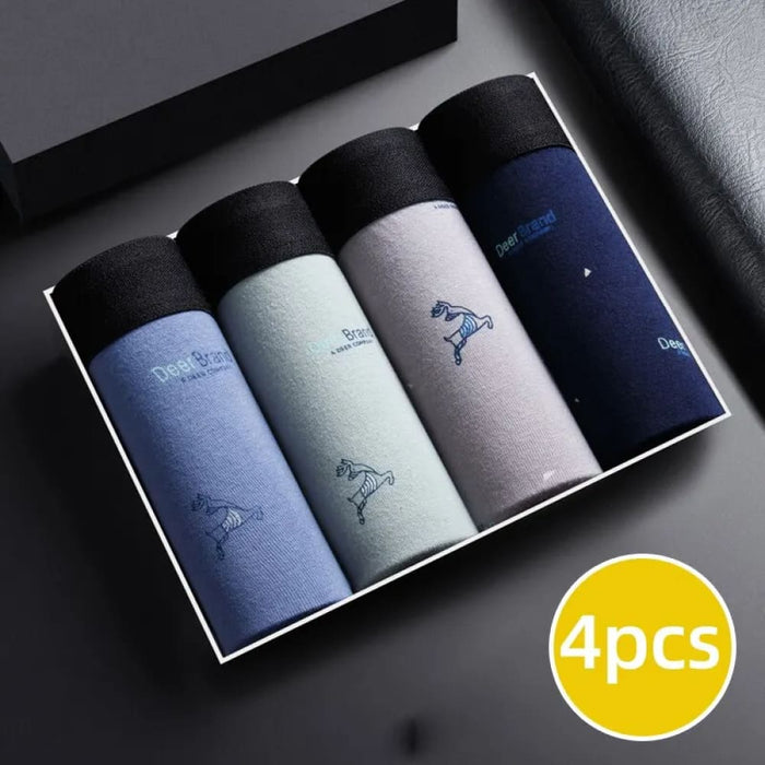 4pcs Mens Cotton Boxer Pants Antibacterial Breathable Large