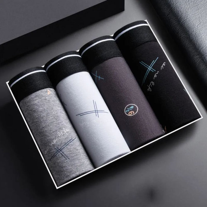 4pcs Mens Cotton Boxer Pants Antibacterial Breathable Large