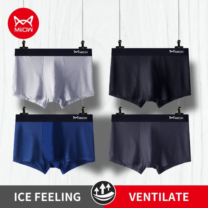 4pcs Mesh Men Underwear Boxer Breathable Boxers Shorts Ice