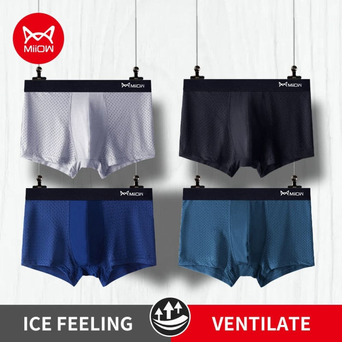 4pcs Mesh Men Underwear Boxer Breathable Boxers Shorts Ice