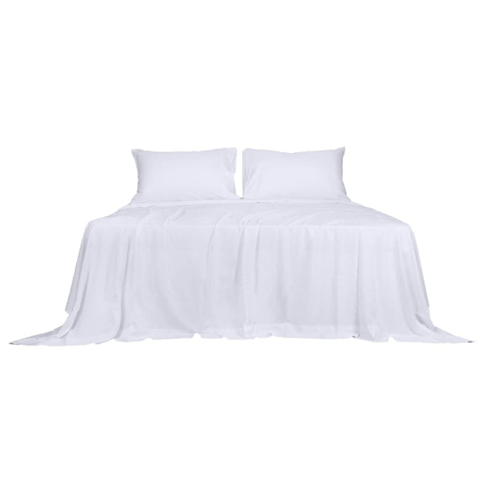 4pcs Queen Size 100% Bamboo Bed Sheet Set In White Colour