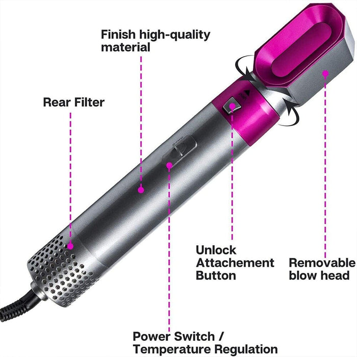 5-in-1 Hot Air Brush Hair Volumizer Straightener And Curler