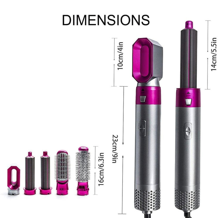 5-in-1 Hot Air Brush Hair Volumizer Straightener And Curler