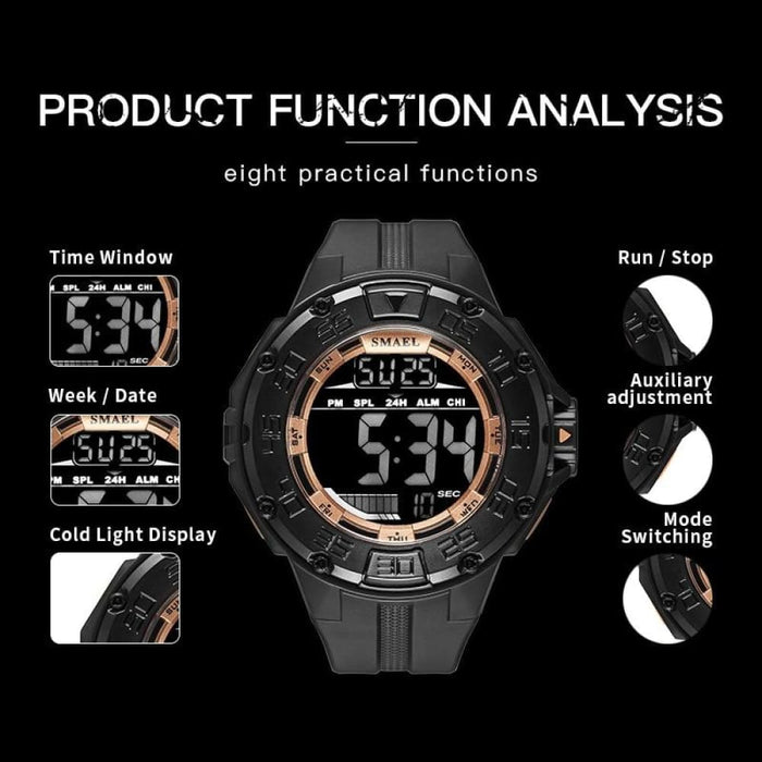 5 in 1 Men’s Big Dial Led Digital Wrist Watch