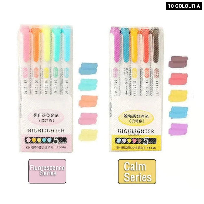 5 10 Colour Dual Tip Highlighters Kawaii Japanese Art