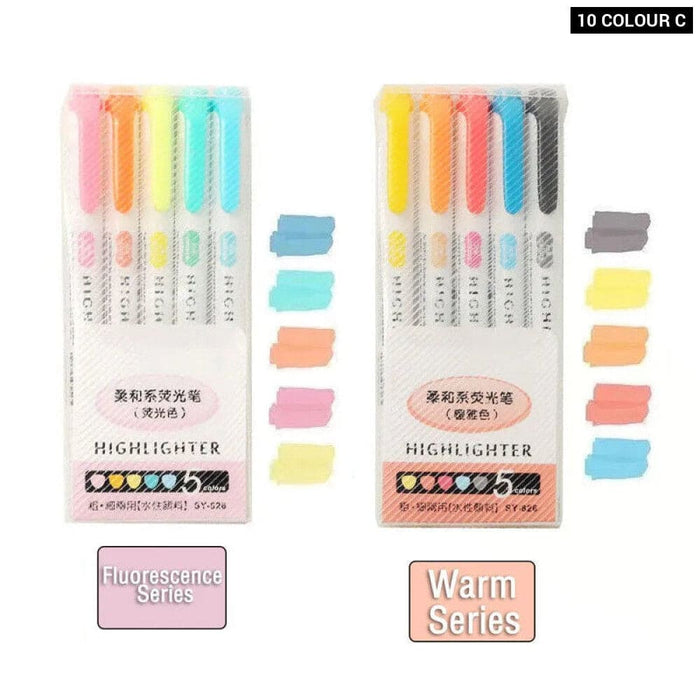 5 10 Colour Dual Tip Highlighters Kawaii Japanese Art
