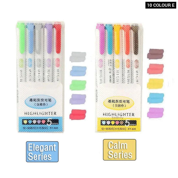 5 10 Colour Dual Tip Highlighters Kawaii Japanese Art