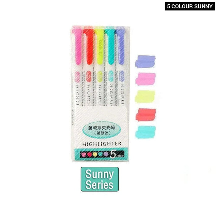 5 10 Colour Dual Tip Highlighters Kawaii Japanese Art
