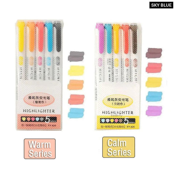 5 10 Colour Dual Tip Highlighters Kawaii Japanese Art