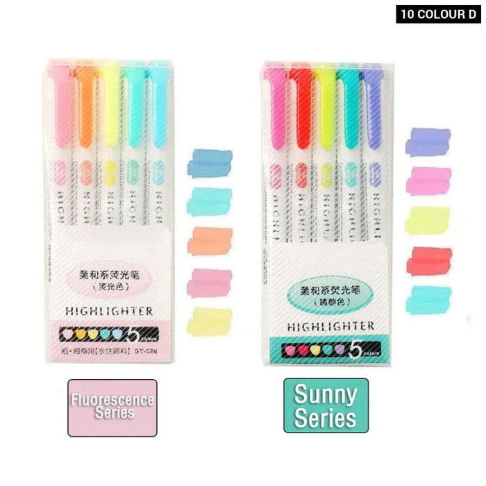 5 10 Colour Dual Tip Highlighters Kawaii Japanese Art
