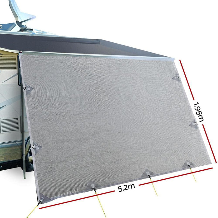 5.2m Caravan Privacy Screens 1.95m Roll Out Awning End Wall