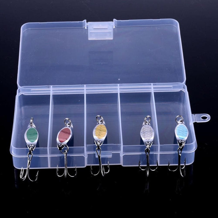 5 Colour Boxed Laser Sequin Baits With Oblique Cut Hengjia