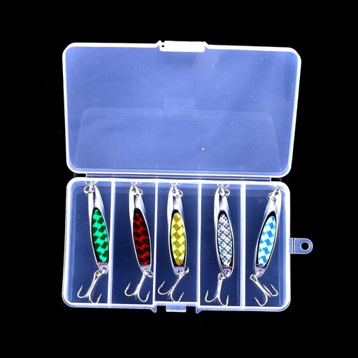 5 Colour Boxed Laser Sequin Baits With Oblique Cut Hengjia