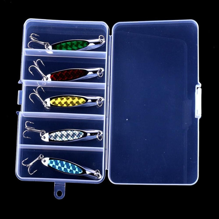 5 Colour Boxed Laser Sequin Baits With Oblique Cut Hengjia