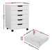 5-drawer Filing Cabinet Mobile Rolling Storage Chest