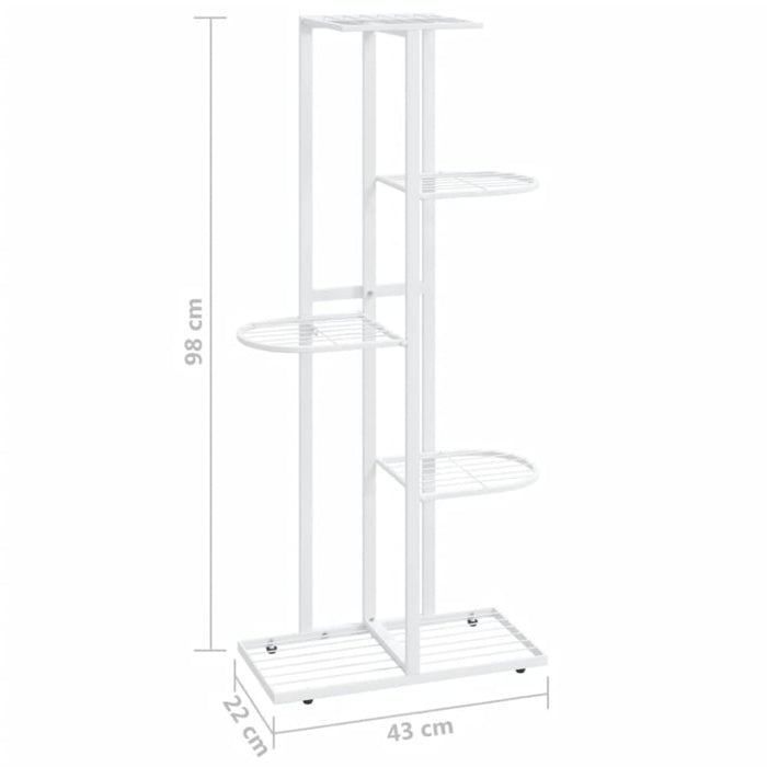 5-floor Flower Stand 43x22x98 Cm White Metal Ttlooo