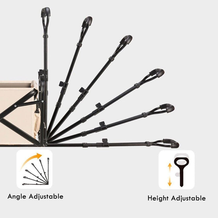 5 Inch Wheel Beige Folding Beach Wagon Cart Trolley Garden