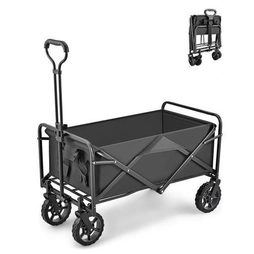 5 Inch Wheel Black Folding Beach Wagon Cart Trolley Garden
