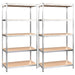 5 - layer Heavy - duty Shelves 2 Pcs Silver Steel