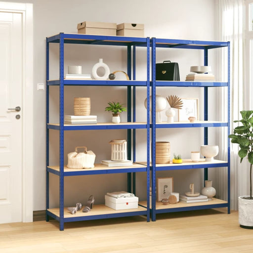 5-layer Shelves 2 Pcs Blue Steel And Engineered Wood Opxnll
