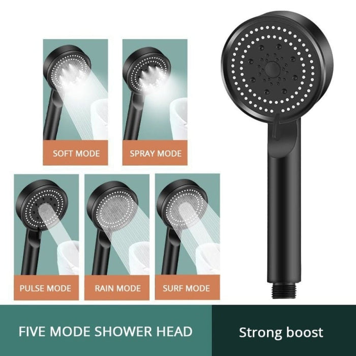 5 Mode Pressure Boost Shower Head Multifunction Adjustable