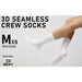 5 Pack Medium White 3d Seamless Crew Socks Slim Breathable