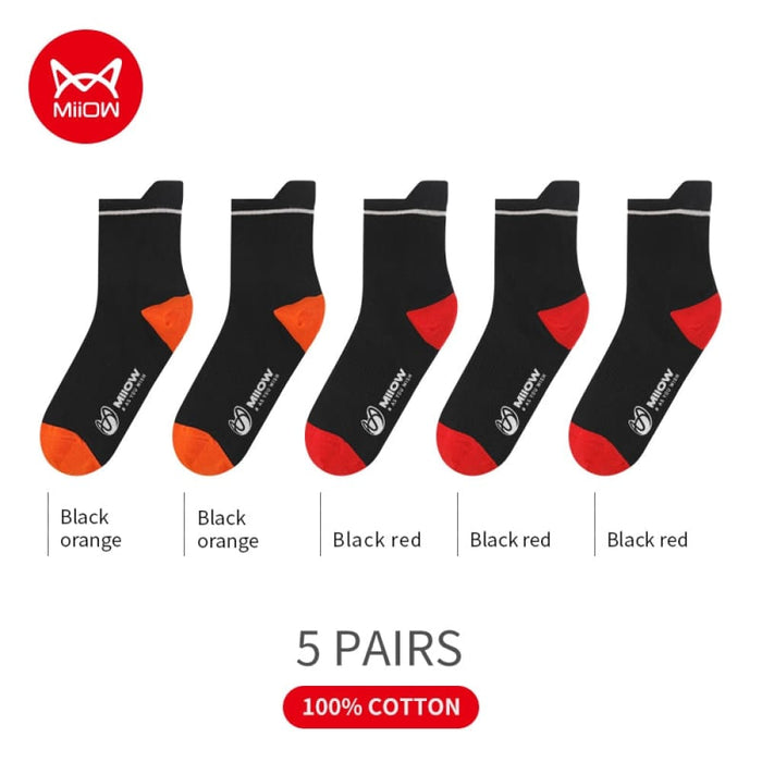 5 Pairs Cotton Men Socks Casual Dress Contrasting Colour