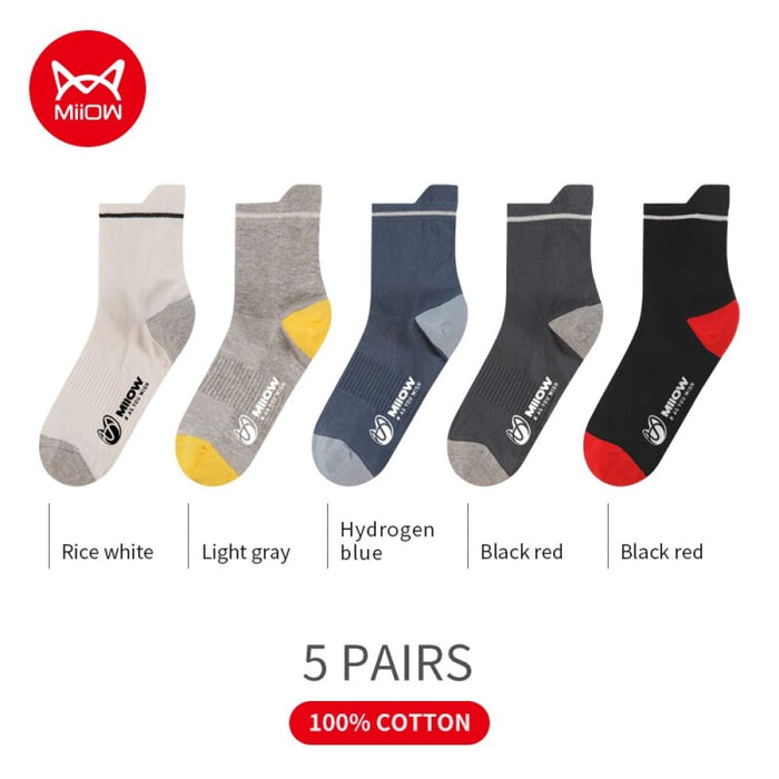 5 Pairs Cotton Men Socks Casual Dress Contrasting Colour