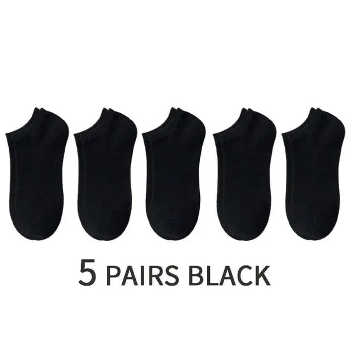5 Pairs Mens Black Business Socks Breathable Comfortable
