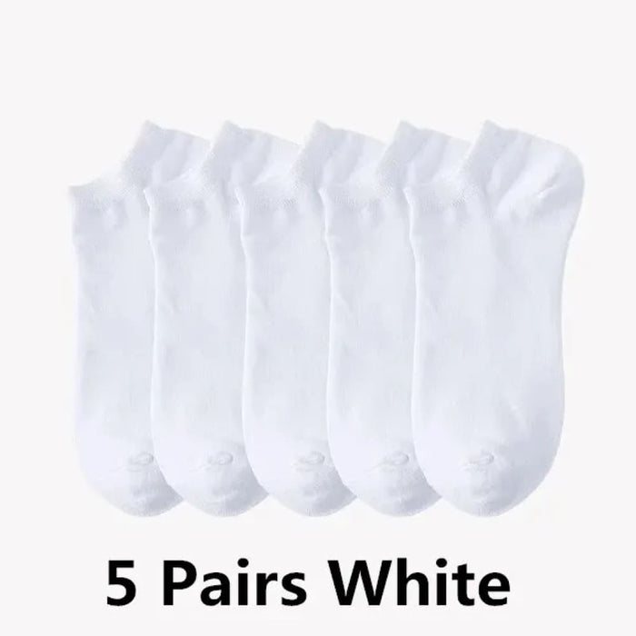 5 Pairs Mens Black Business Socks Breathable Comfortable
