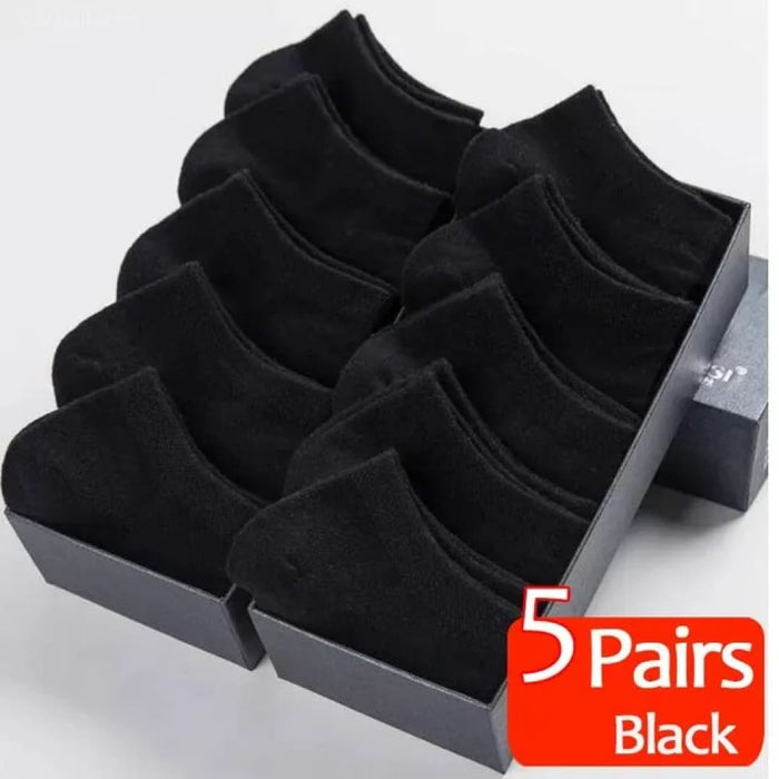 5 Pairs Mens Black Business Socks Breathable Comfortable