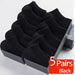 5 Pairs Mens Black Business Socks Breathable Comfortable
