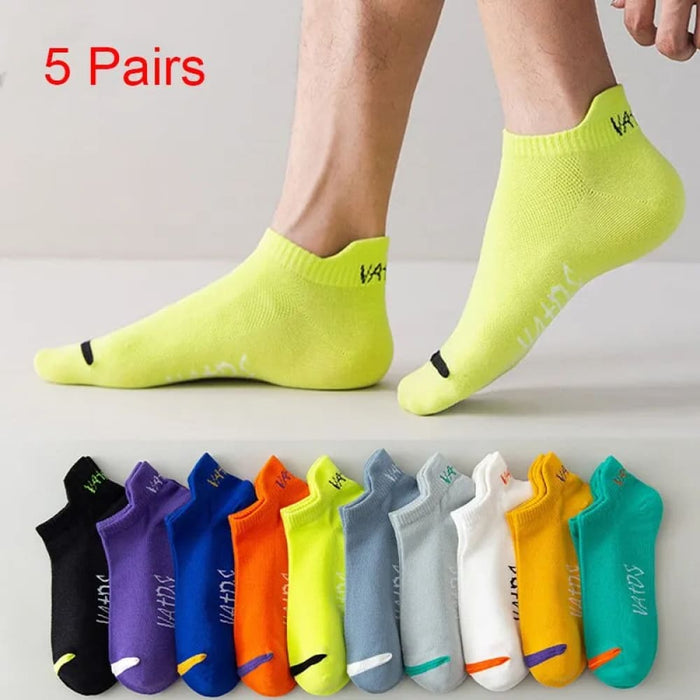 5 Pairs Mens Bright Ankle Socks Breathable Deodorant
