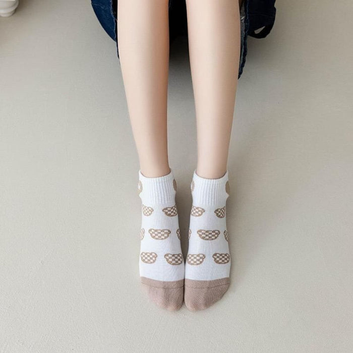 5 Pairs Women Elegant Socks Retro Polyester Cotton Low Tube