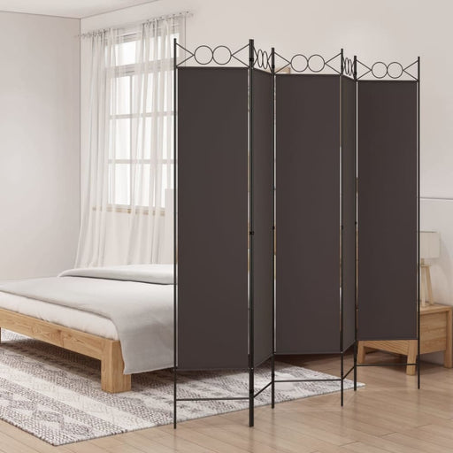 5 - panel Room Divider Brown 200x200 Cm Fabric Tpbopp