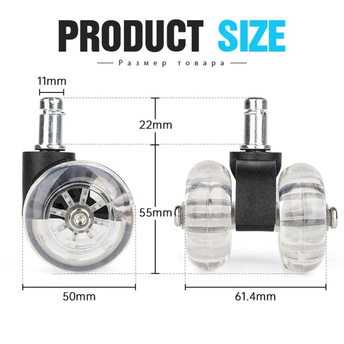 5 Piece 2 Office Chair Caster Wheels Swivel Soft Safe Pu